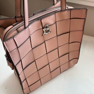 Steve Madden Basket Weave Leather Blush Shoulder bag NWT